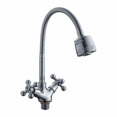 Смеситель для кухни с гибким изливом 2руч. LEDEME (4319-3)латунь гайка