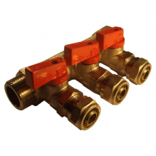 Коллектор 1"x16 с 3-мя кранами VERTUM
