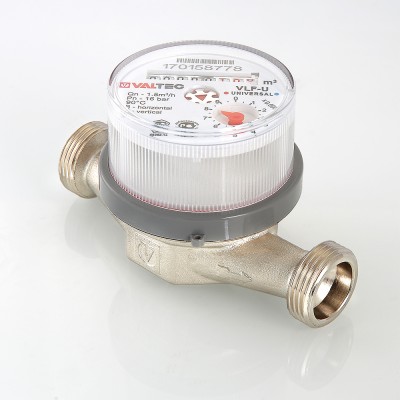 Водосчетчик универсальны, без сгонов, до 90 гр., 1,5 м3, 1/2"