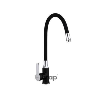 Смеситель для кухни 35к F4042 FRAP гибкий излив, гайка, боковая, черный+хром^