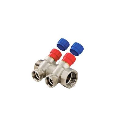 Коллектор VALTEC с регулировочными вентилями, 1"*2 вых. Евроконус 3/4