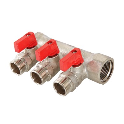 Коллектор с отсек.кран.1"х3 вых.1/2" нар.