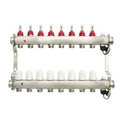 Коллекторная группа ONDO нерж сталь 10 вых. в сборе с термост. и запорными клапанами