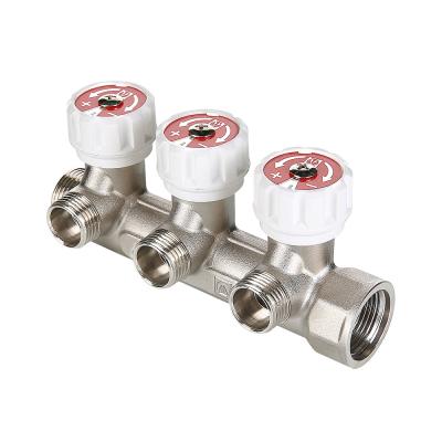 Коллектор с регул. вентилями, 1"х3 вых. Евроконус 3/4" (на подающий трубопровод)