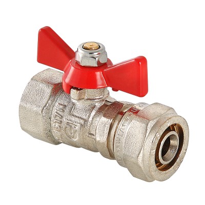 Кран шаровой Valtec под обжим, рукоятка бабочка 16*1/2 вн