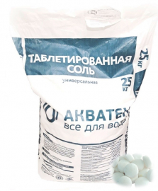 Соль таблетированная NaCl , производство Россия (Акватек) (25кг)